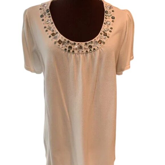 Lane Bryant Jeweled Neckline Sweater White 22/24 - Picture 1 of 8
